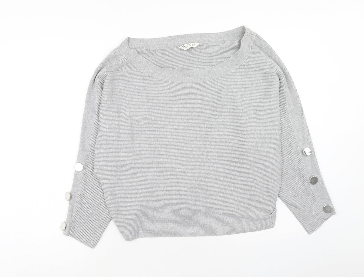 Miss Selfridge Womens Grey Boat Neck Viscose Pullover Jumper Size 12