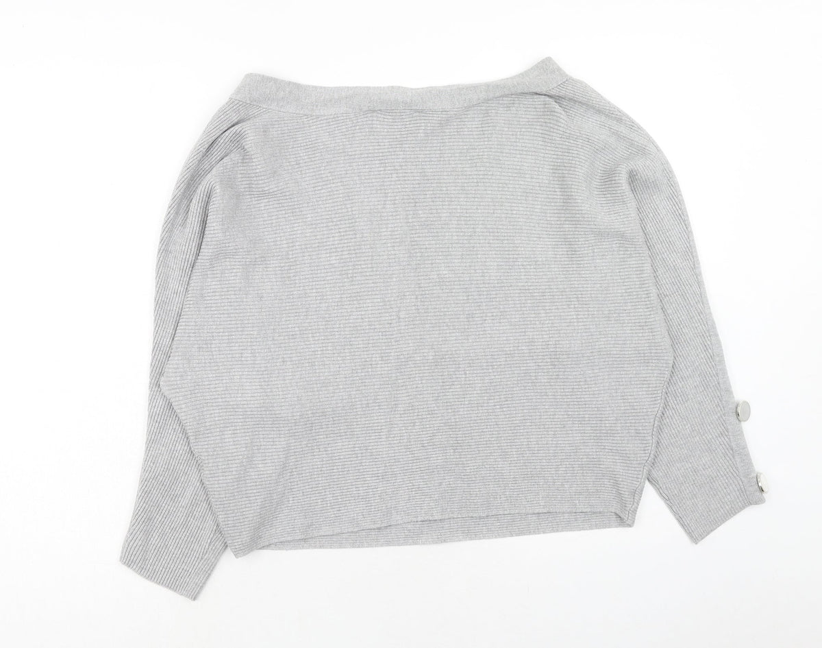 Miss Selfridge Womens Grey Boat Neck Viscose Pullover Jumper Size 12