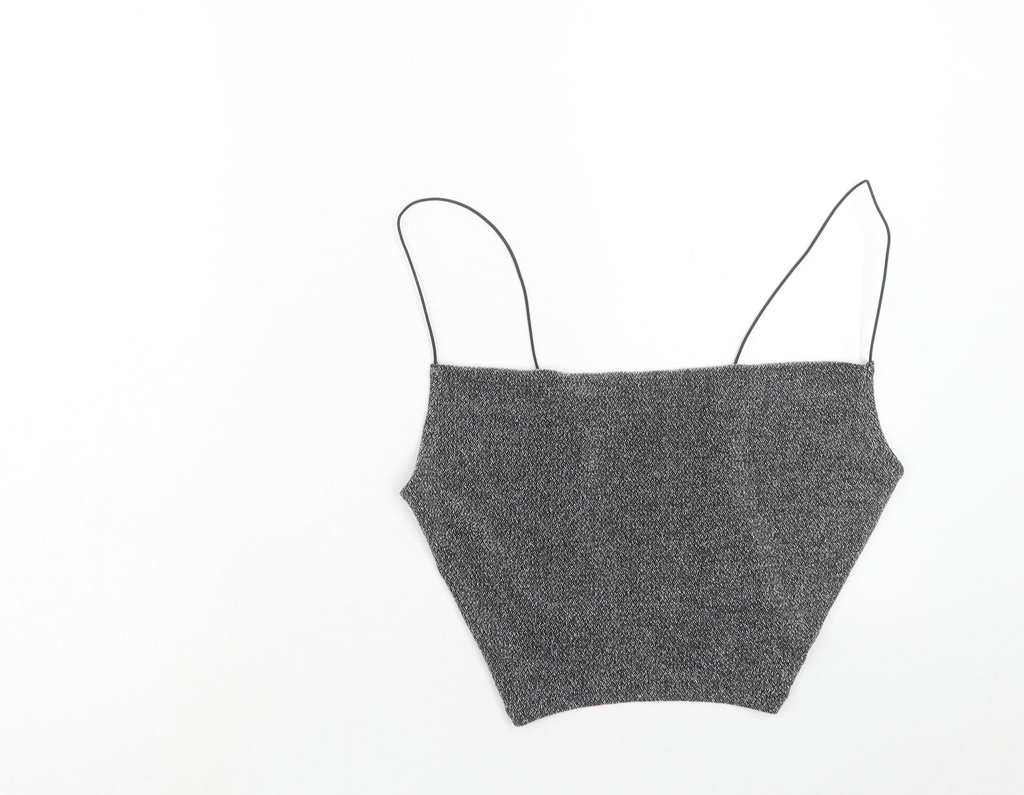 H&M Womens Black Polyamide Cropped Tank Size M Square Neck
