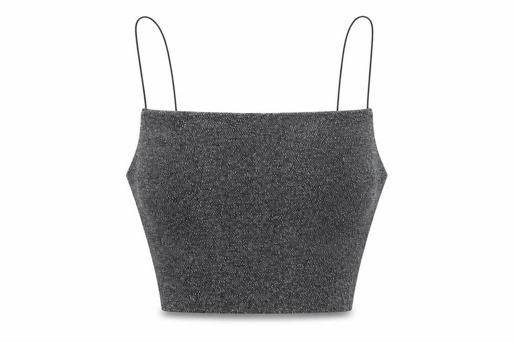 H&M Womens Black Polyamide Cropped Tank Size M Square Neck
