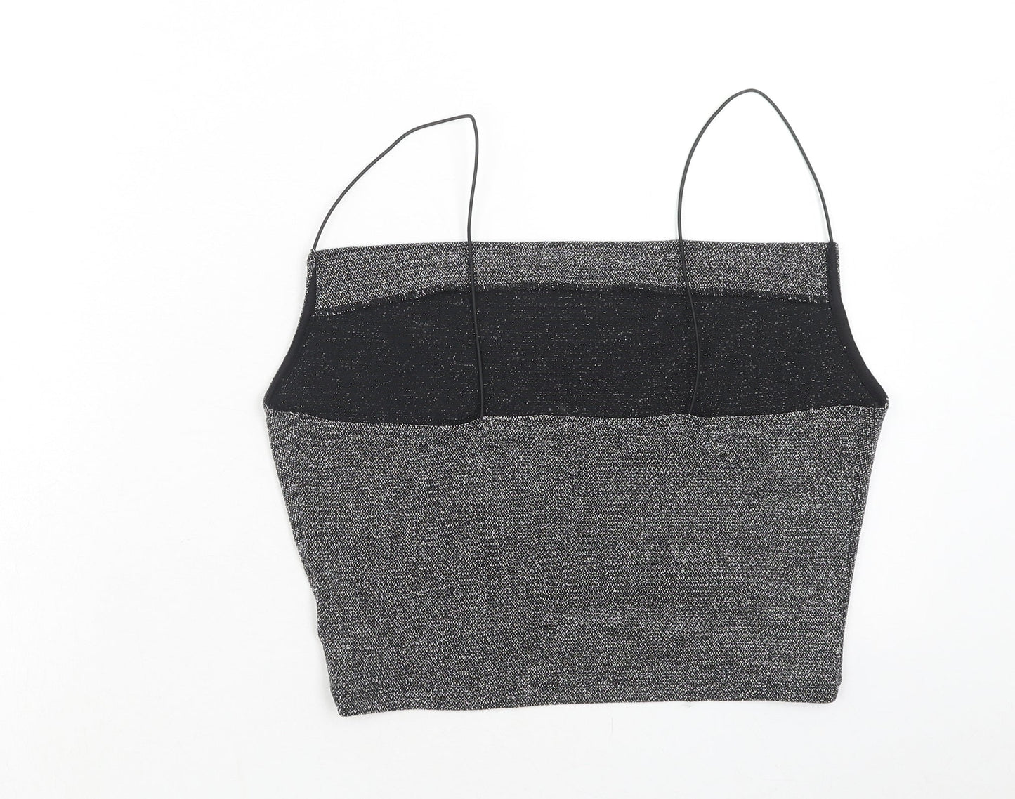 H&M Womens Black Polyamide Cropped Tank Size M Square Neck