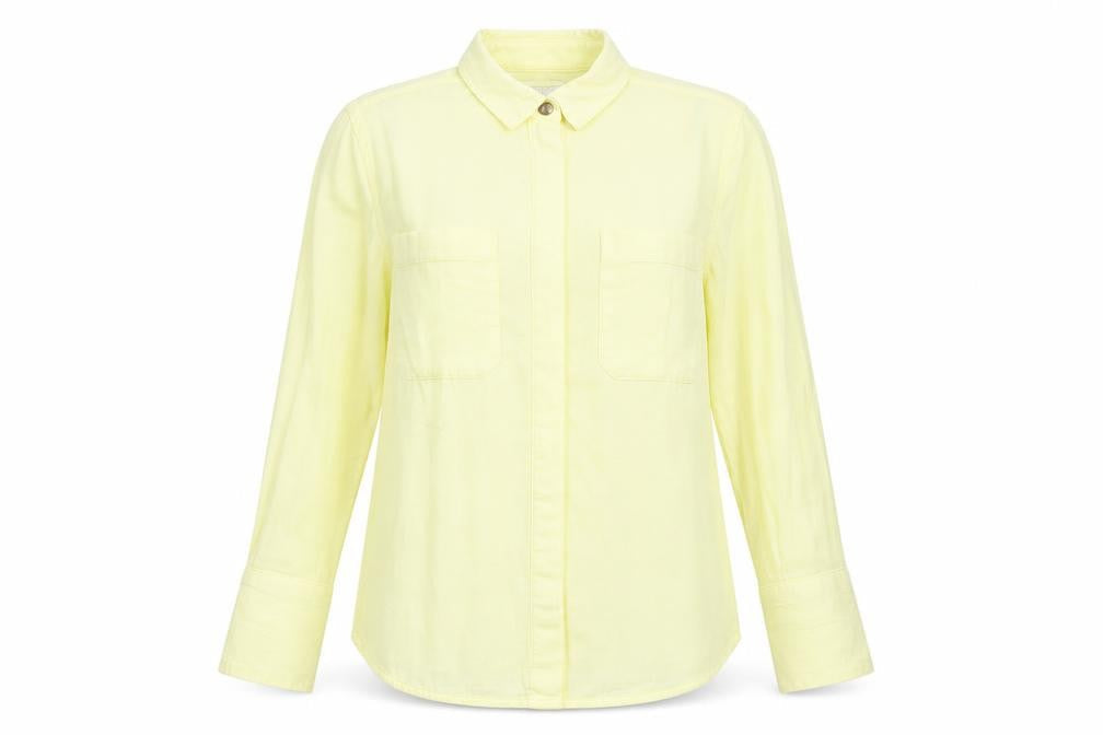 Warehouse Womens Yellow Cotton Basic Button-Up Size 10 Collared