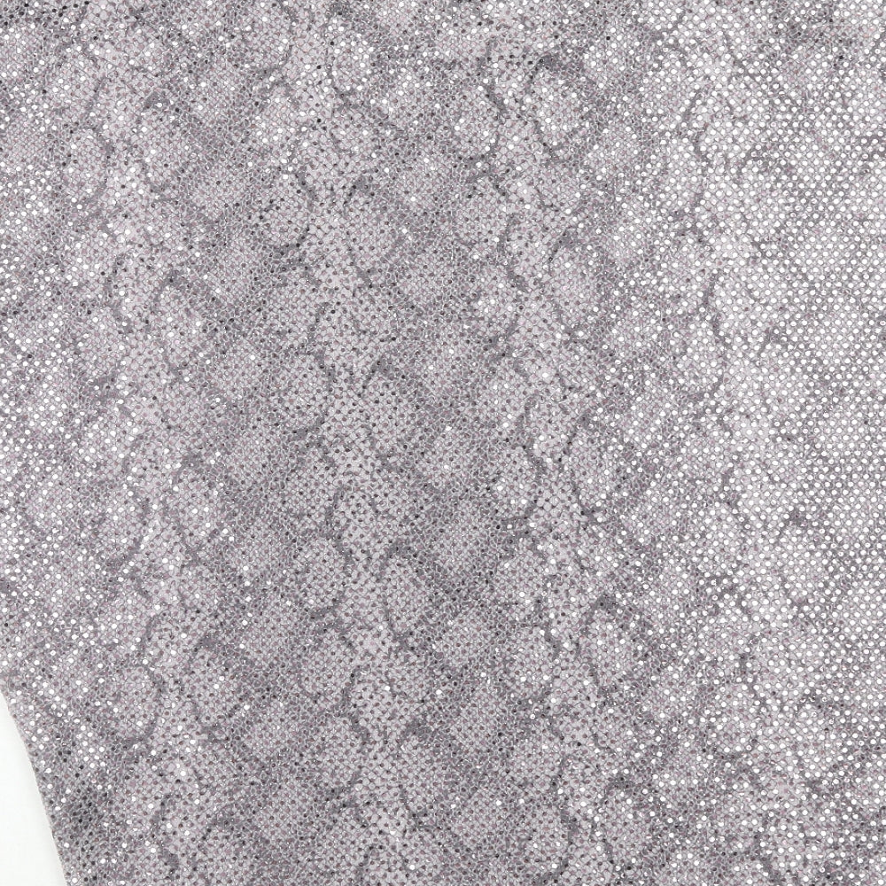 Klass Womens Purple Animal Print Polyamide Basic Blouse Size M Boat Neck - Snake Print