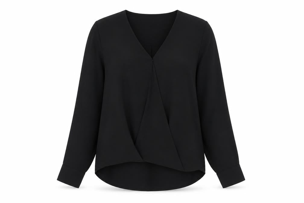 New Look Womens Black Polyester Basic Blouse Size 10 V-Neck