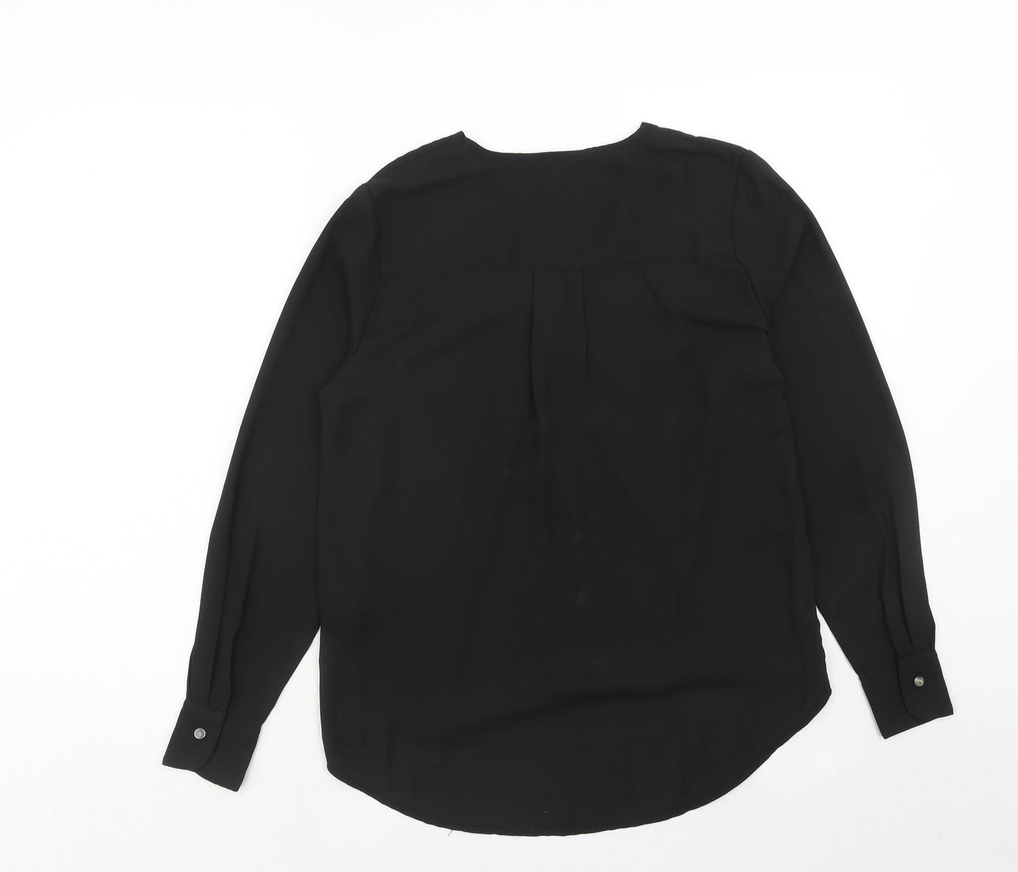 New Look Womens Black Polyester Basic Blouse Size 10 V-Neck