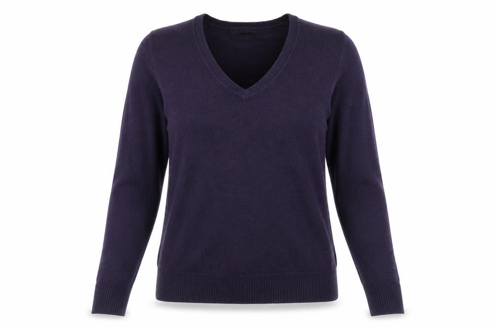 Marks and Spencer Womens Purple V-Neck Acrylic Pullover Jumper Size 12