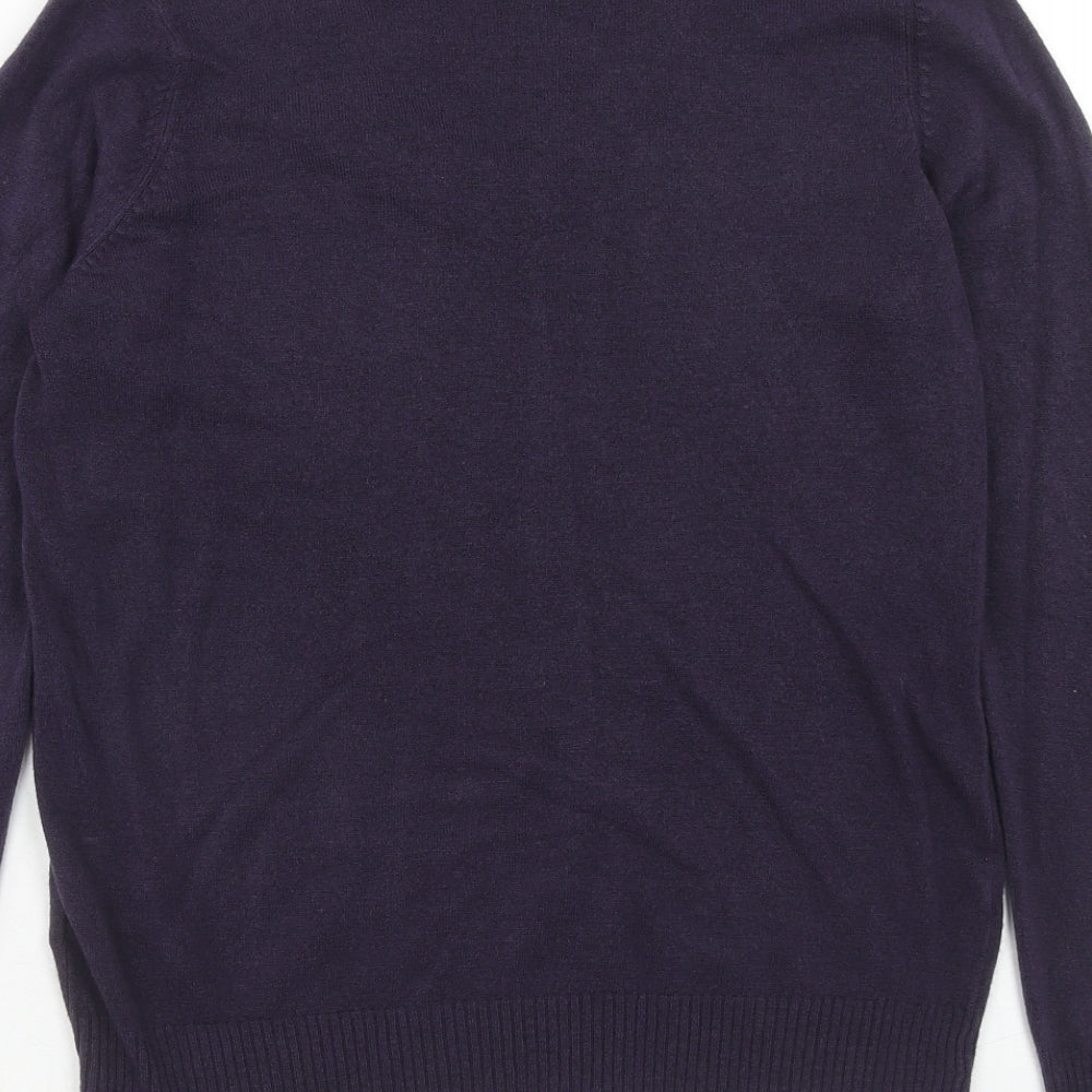 Marks and Spencer Womens Purple V-Neck Acrylic Pullover Jumper Size 12