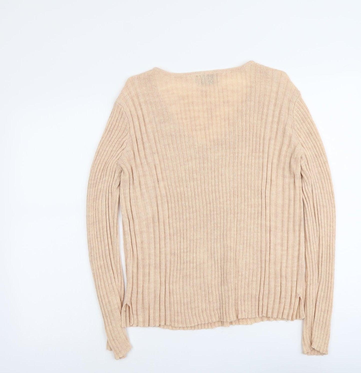 Only Womens Pink V-Neck Acrylic Pullover Jumper Size M