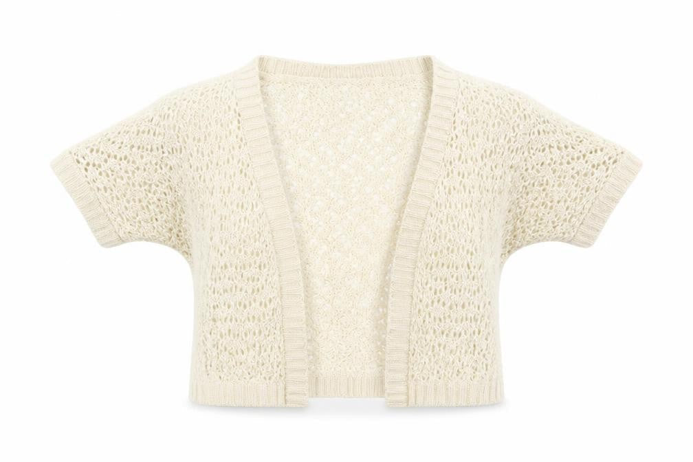 H&M Girls Beige V-Neck Acrylic Cardigan Jumper Size 6-7 Years Hook & Eye
