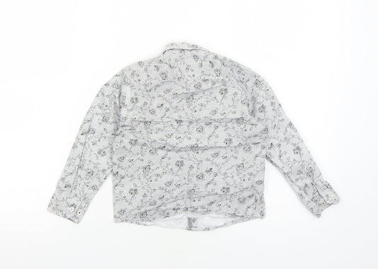 Steel & Jelly Boys Grey Floral Cotton Basic Button-Up Size 5-6 Years Collared Button