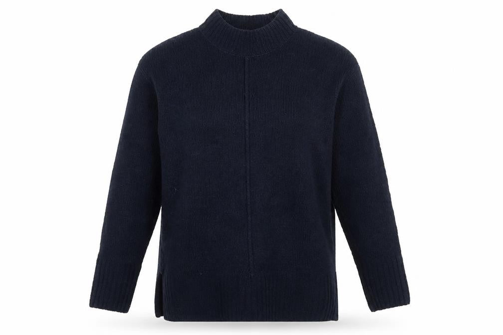 Marks and Spencer Womens Blue Mock Neck Polyester Pullover Jumper Size M