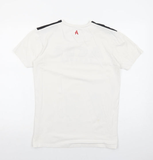 Ace Couture Mens White Cotton T-Shirt Size XS Round Neck