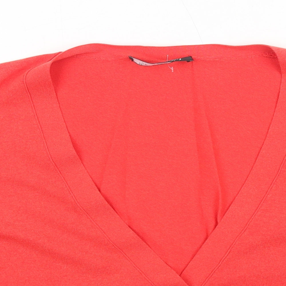 Betty Barclay Womens Red V-Neck Rayon Cardigan Jumper Size 14