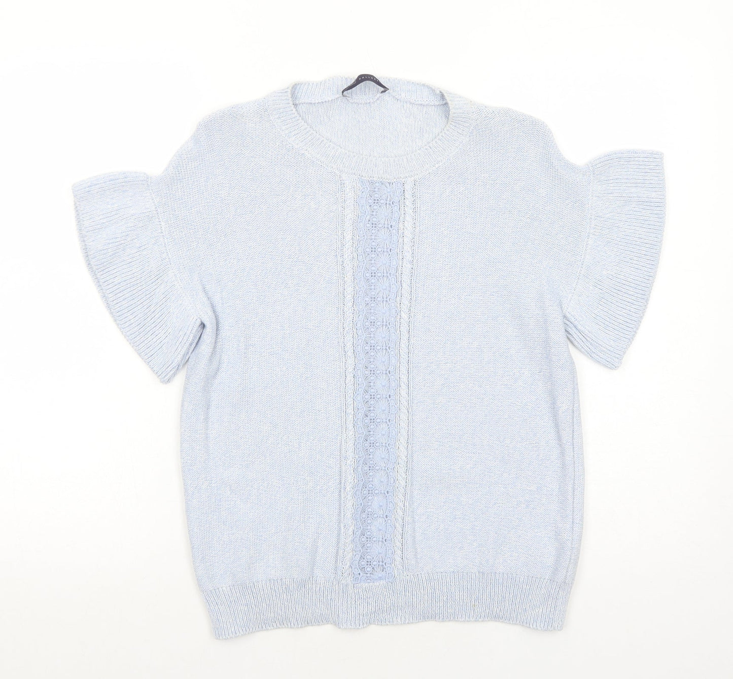 Marks and Spencer Womens Blue Round Neck Cotton Pullover Jumper Size S Pullover - Lace Detail