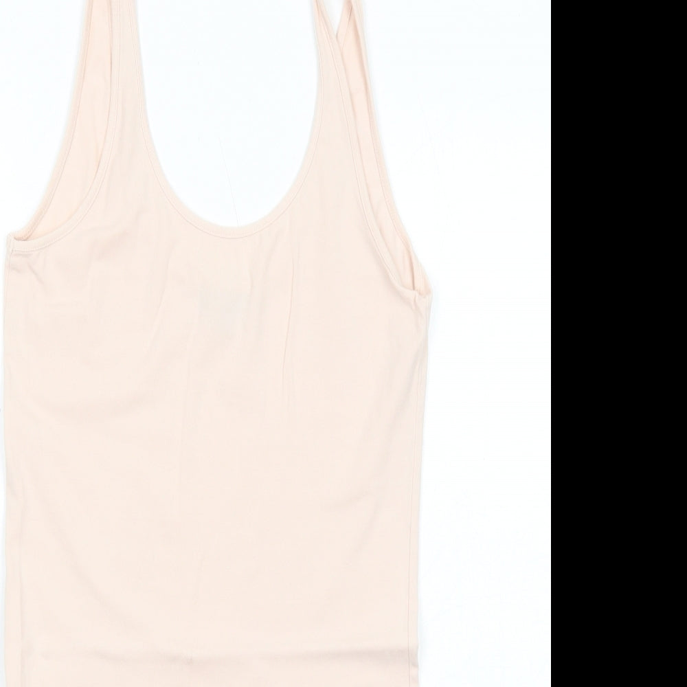 Topshop Womens Pink Cotton Basic Tank Size 10 Scoop Neck