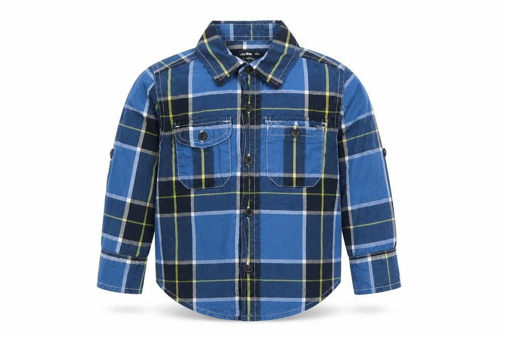 Gap Boys Blue Plaid Cotton Basic Button-Up Size 2 Years Collared Button