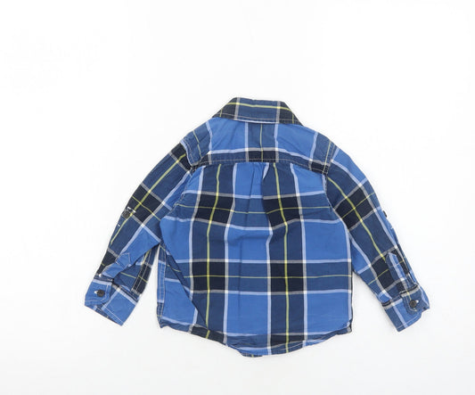 Gap Boys Blue Plaid Cotton Basic Button-Up Size 2 Years Collared Button