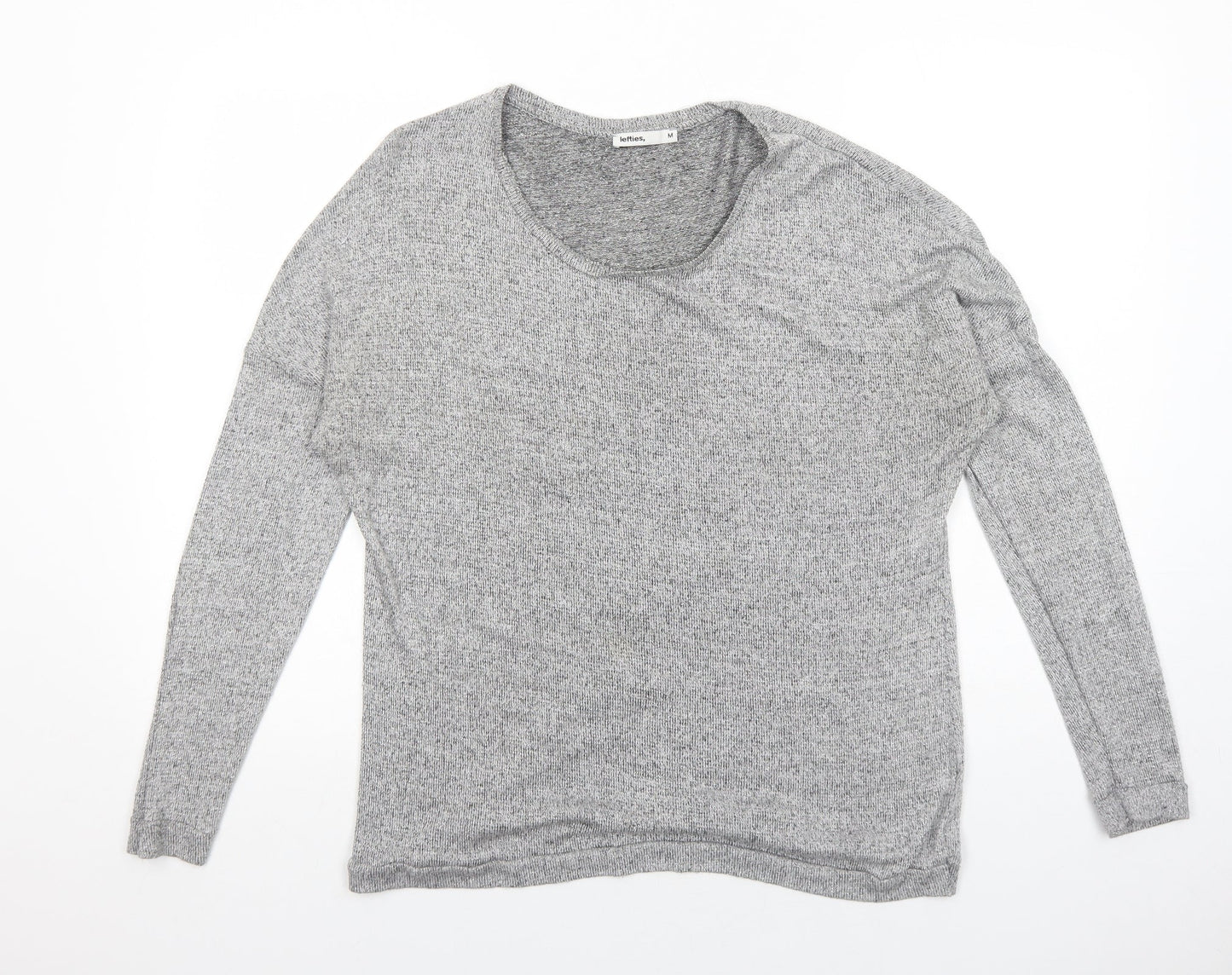 LEFTIES Womens Grey Scoop Neck Polyester Pullover Jumper Size M