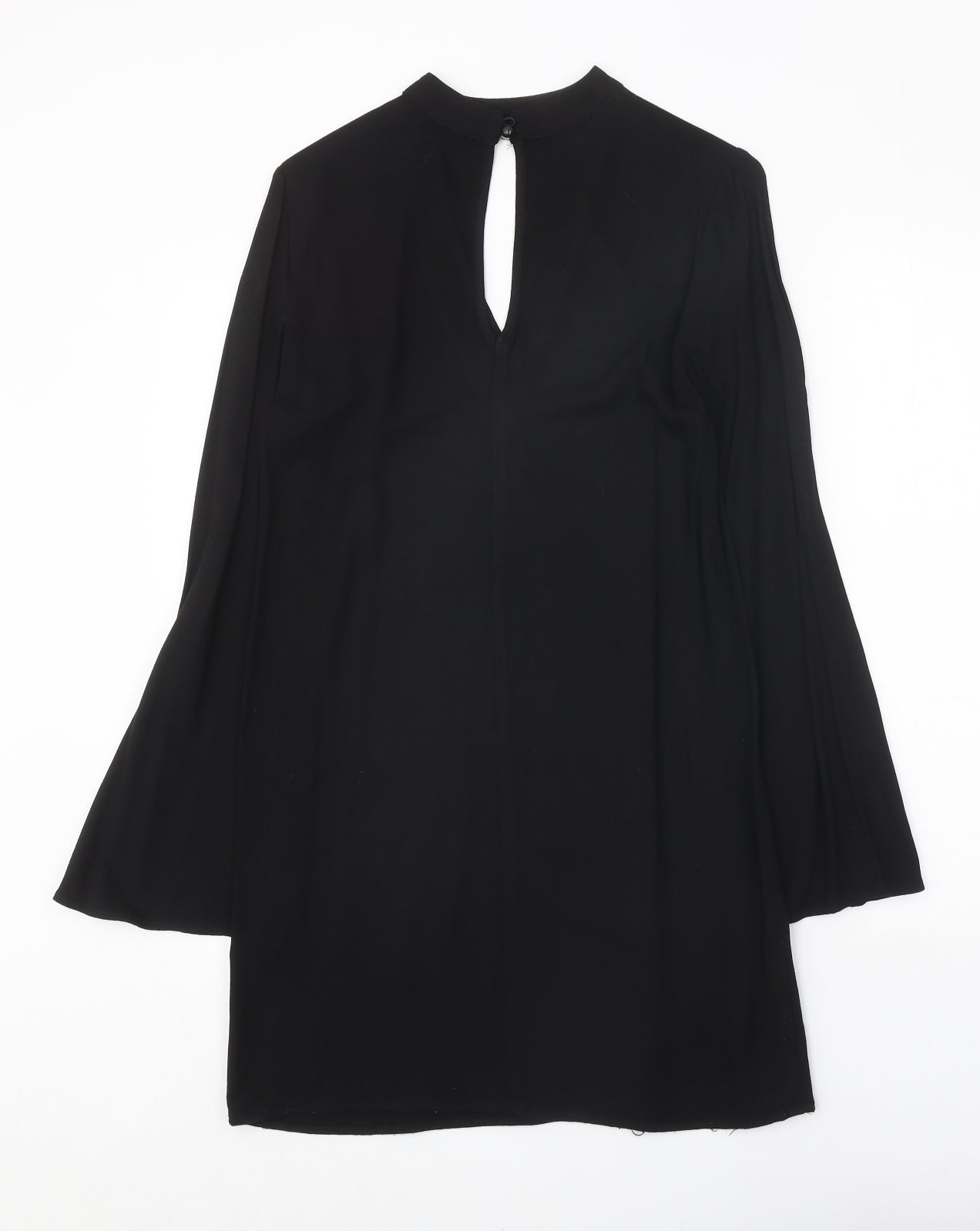 JustFab Womens Black Polyester A-Line Size XS V-Neck Button