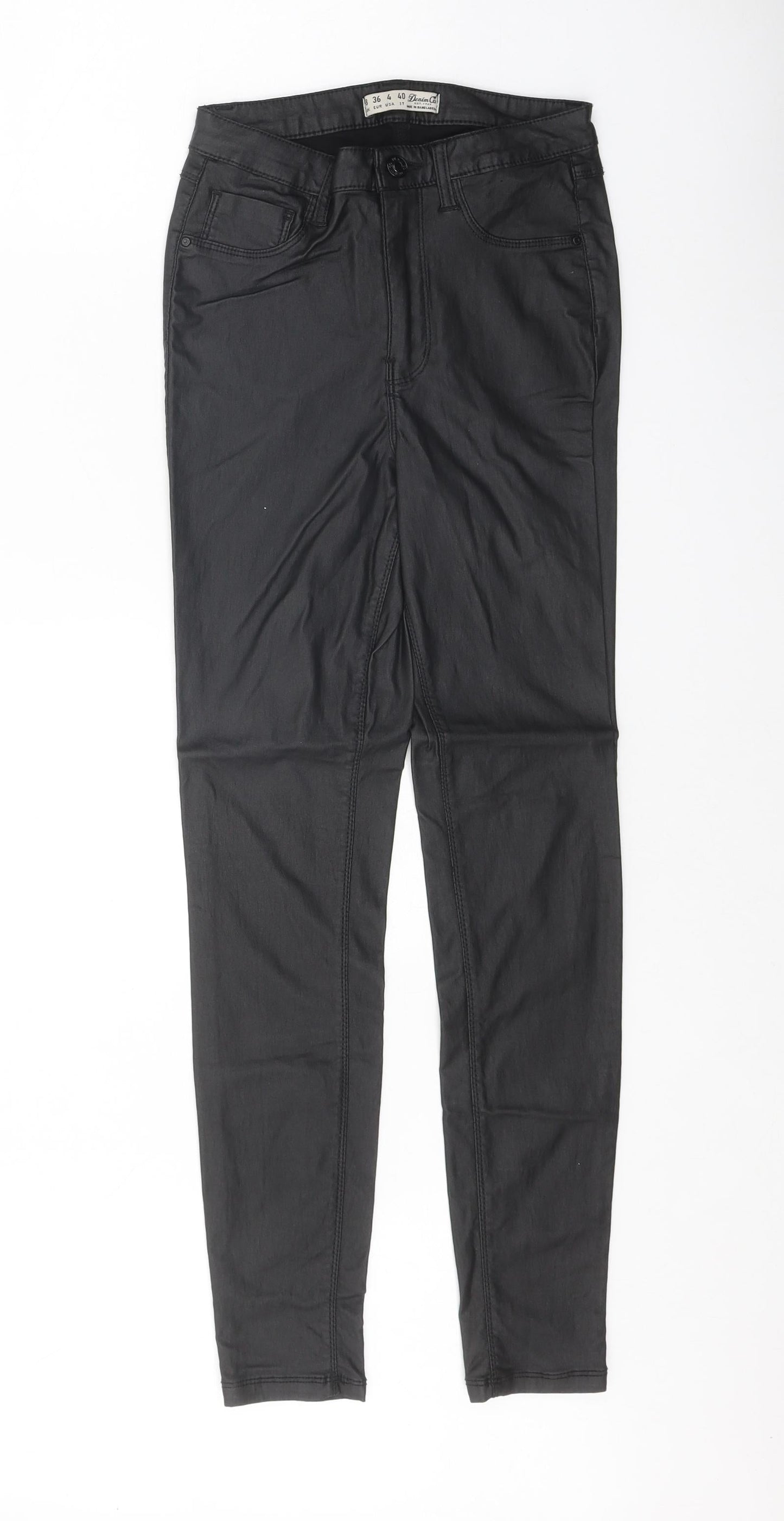 Denim & Co. Womens Black Viscose Jegging Trousers Size 8 Regular Zip