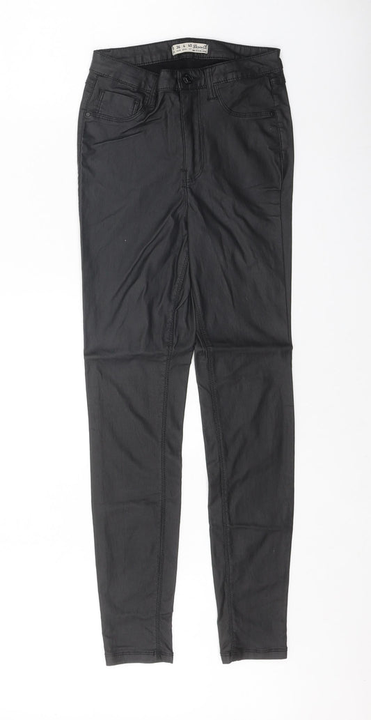Denim & Co. Womens Black Viscose Jegging Trousers Size 8 Regular Zip