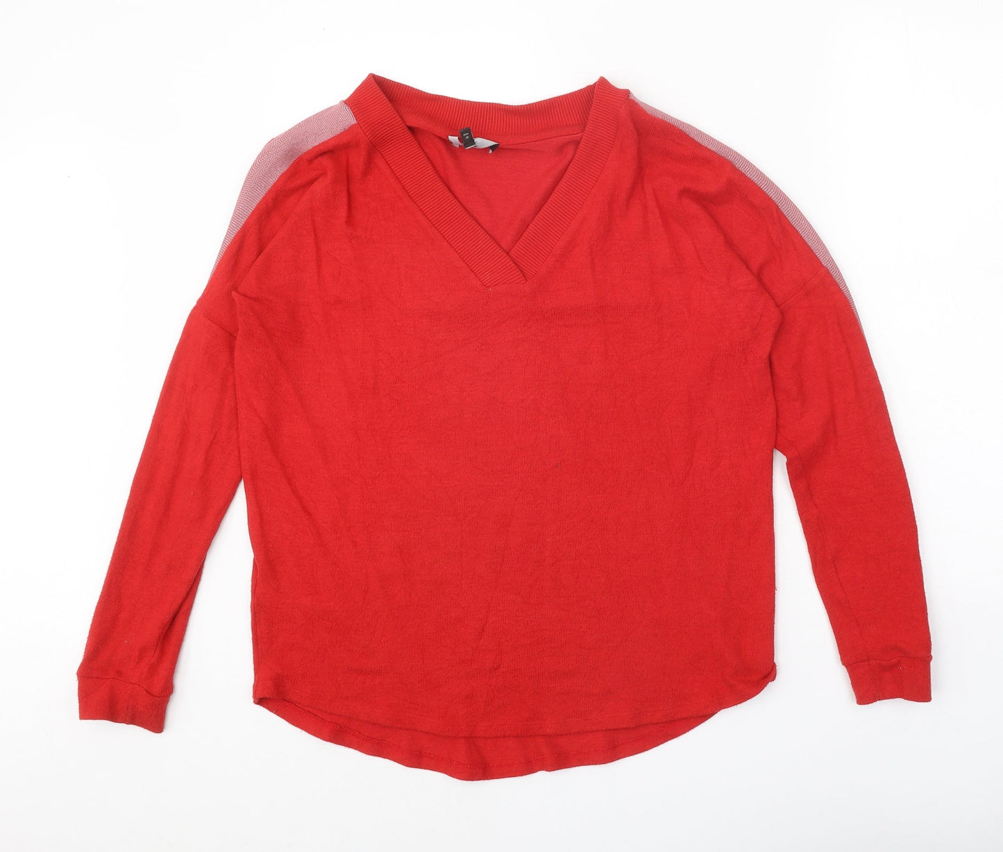 NEXT Womens Red V-Neck Acrylic Pullover Jumper Size 10