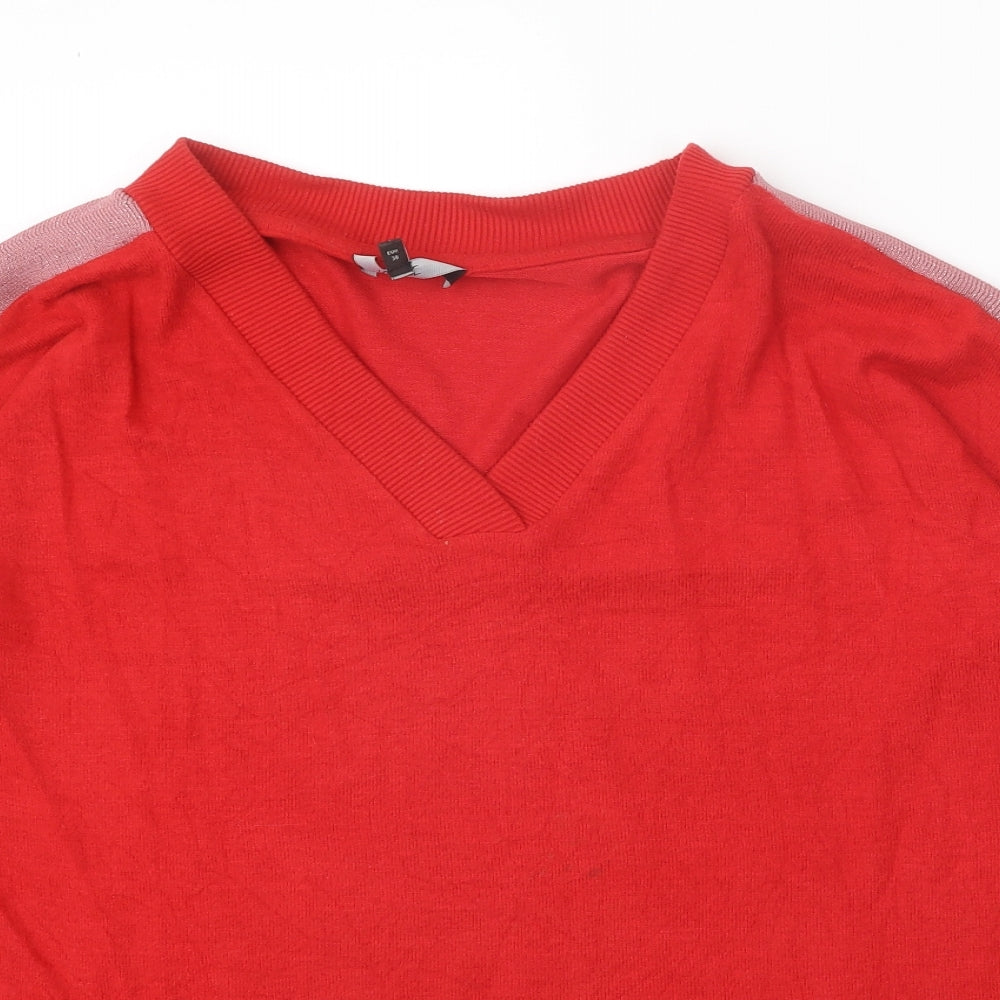 NEXT Womens Red V-Neck Acrylic Pullover Jumper Size 10