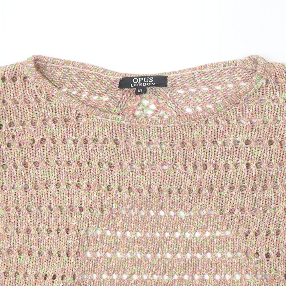 OPUS Womens Beige Boat Neck Cotton Pullover Jumper Size 10 - Open Back