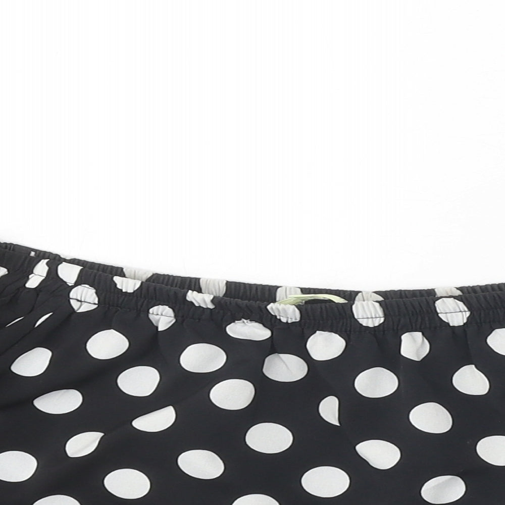 Love & Other Things Womens Black Polka Dot Polyester Camisole Blouse Size S Boat Neck