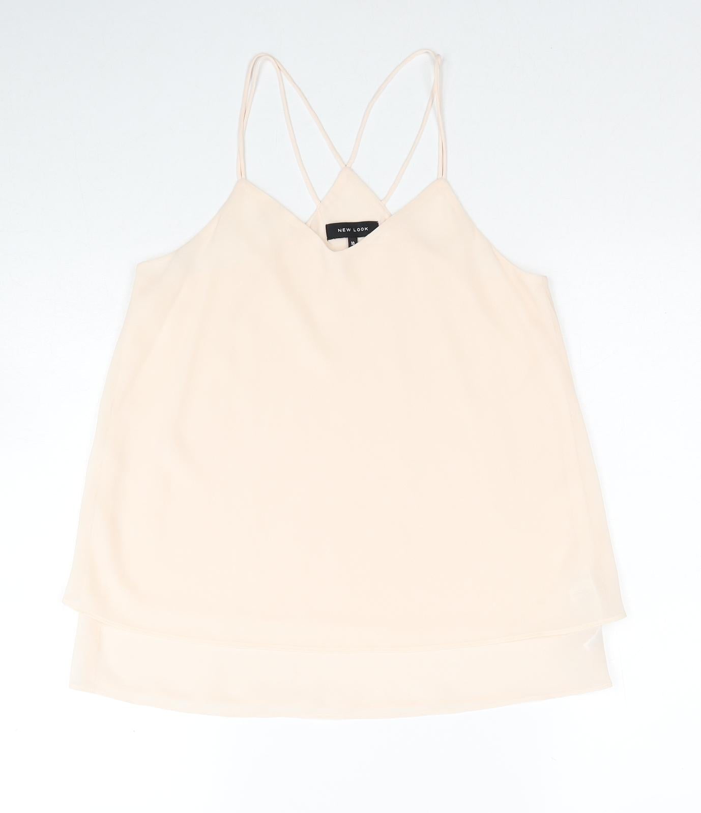 New Look Womens Beige Polyester Camisole Tank Size 10 V-Neck