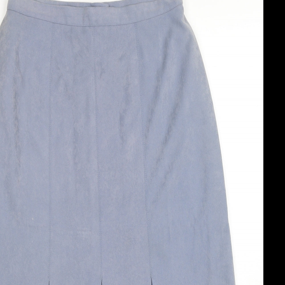 Preworn Womens Blue Polyester A-Line Skirt Size 28 in Zip