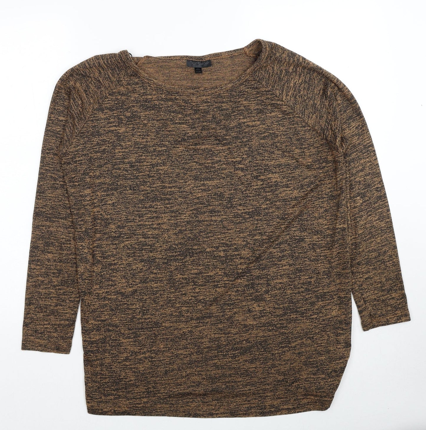 Topshop Womens Brown Round Neck Geometric Viscose Pullover Jumper Size 10