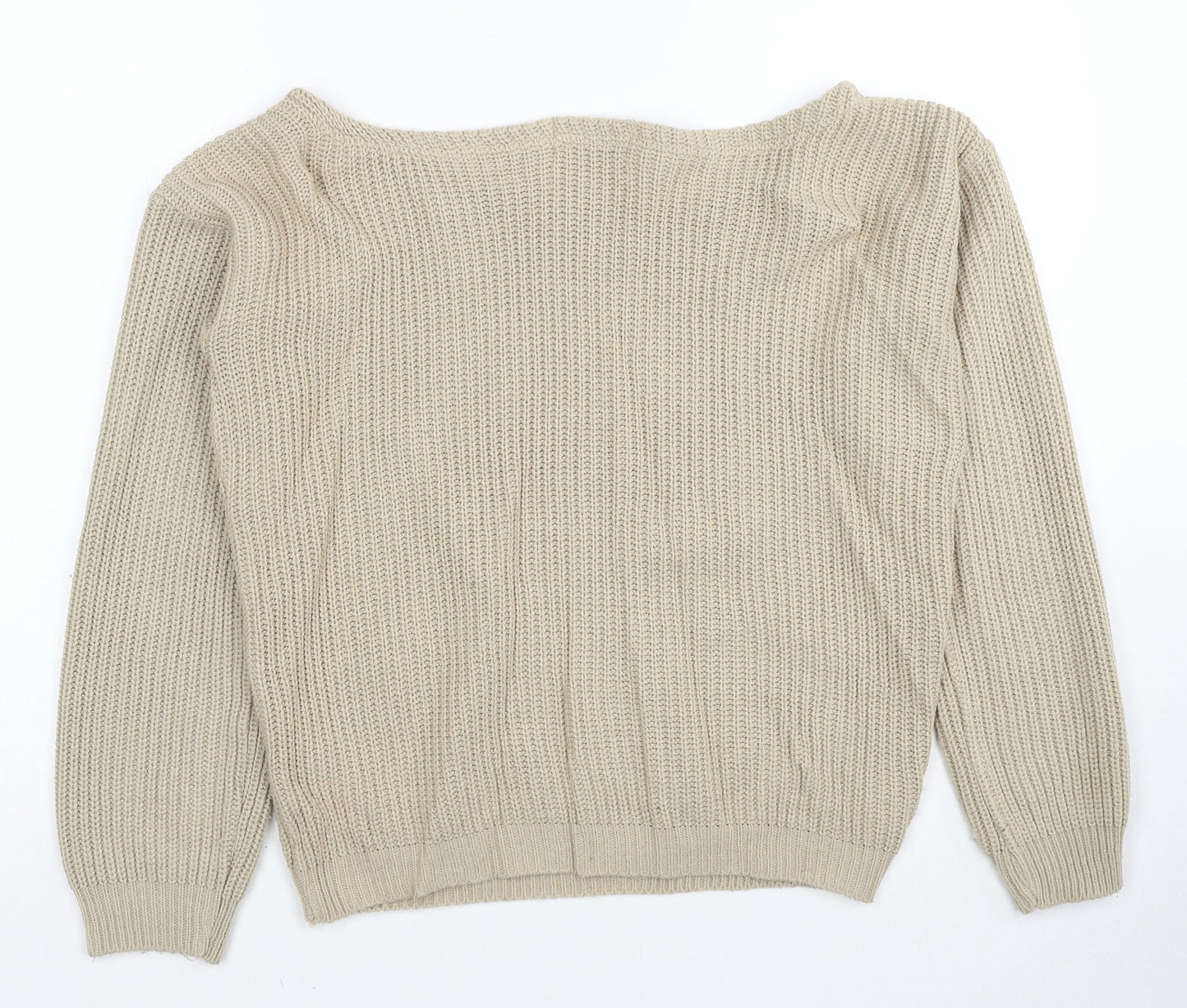 Missguided Womens Beige Round Neck Acrylic Pullover Jumper Size S - Size S/M