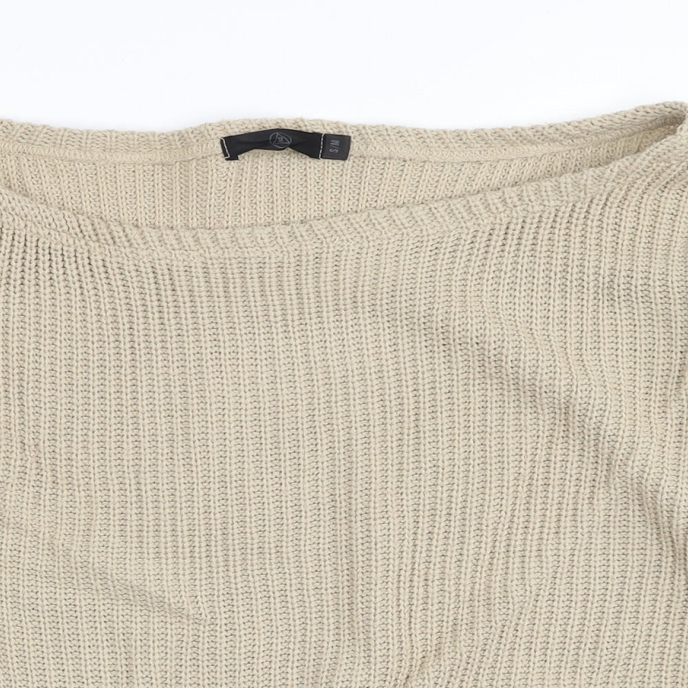 Missguided Womens Beige Round Neck Acrylic Pullover Jumper Size S - Size S/M