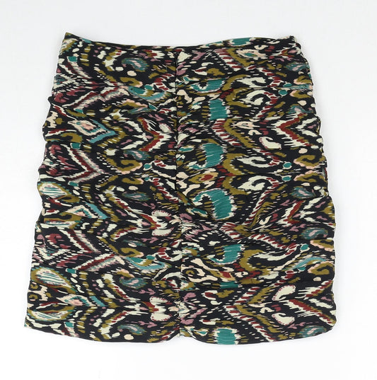 Zara Womens Multicoloured Geometric Polyester Mini Skirt Size XS Zip