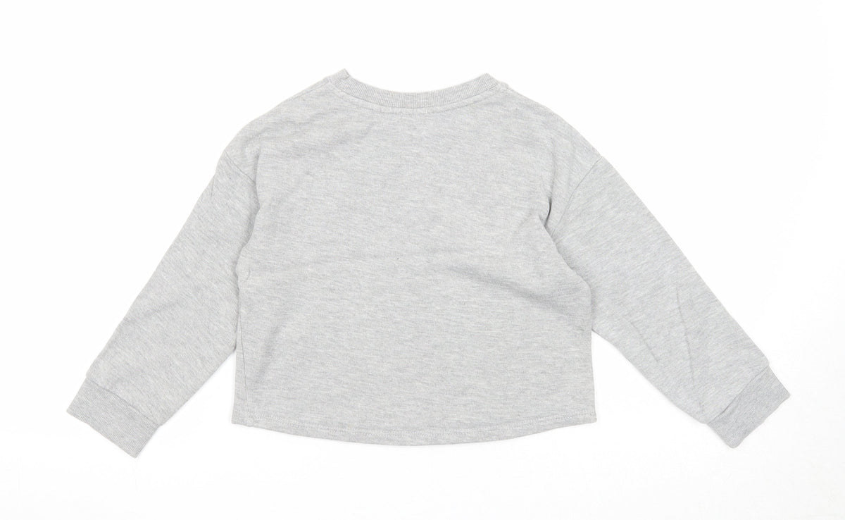 River Island Girls Grey Cotton Pullover Sweatshirt Size 5-6 Years Pullover - Sassy