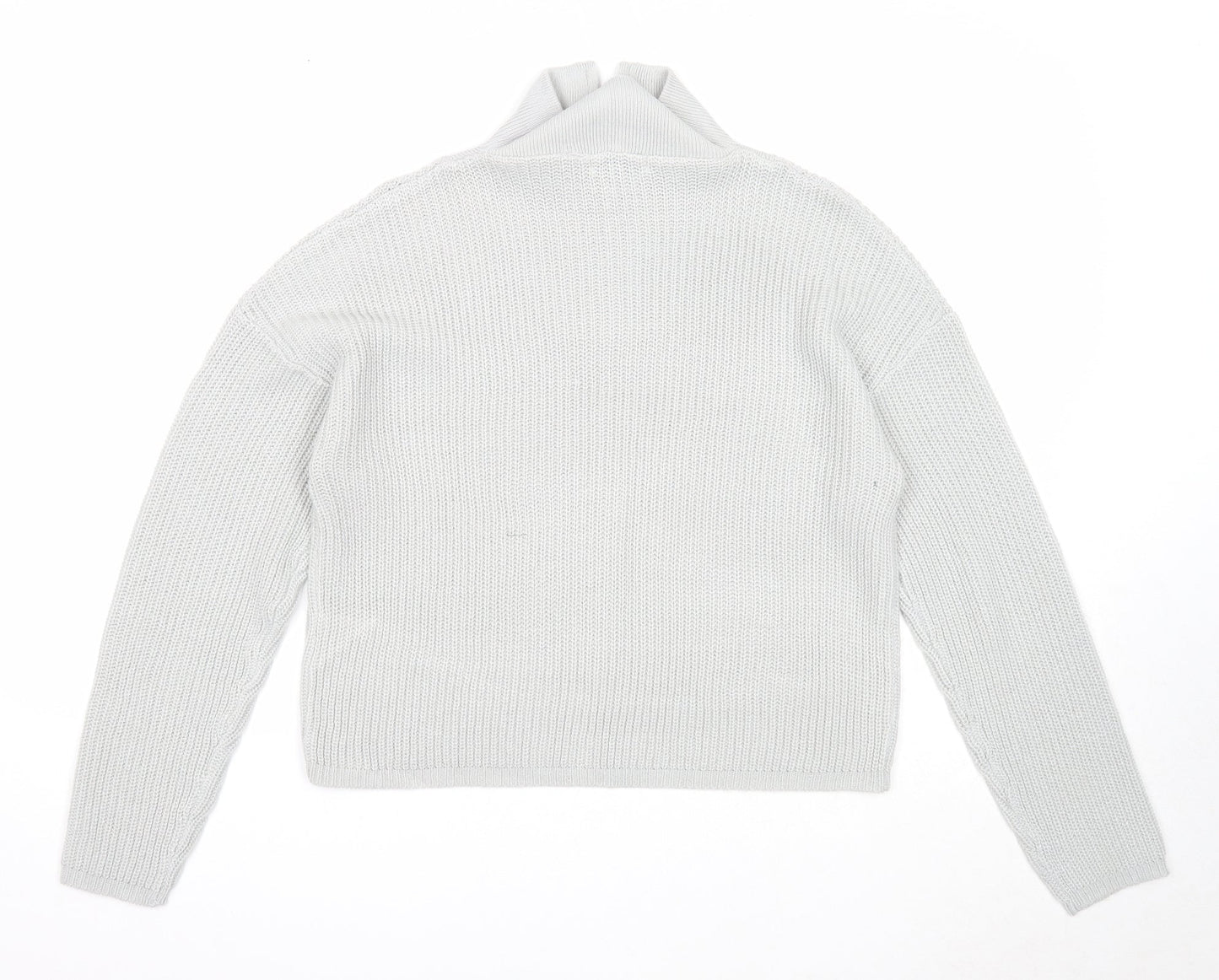 Brave Soul Womens Grey Mock Neck Acrylic Pullover Jumper Size M