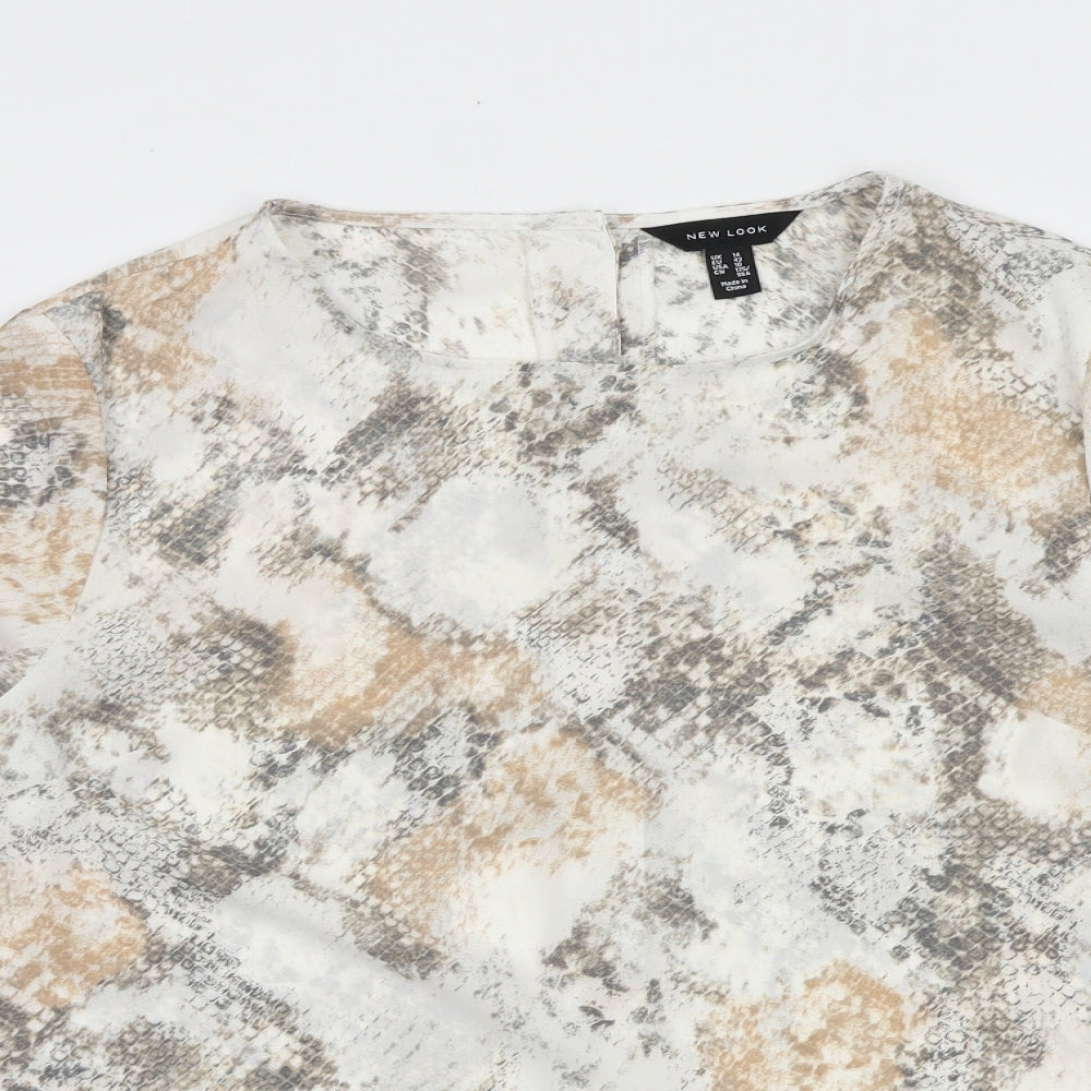 New Look Womens Multicoloured Animal Print Polyester Basic Blouse Size 14 Boat Neck - Snake Print