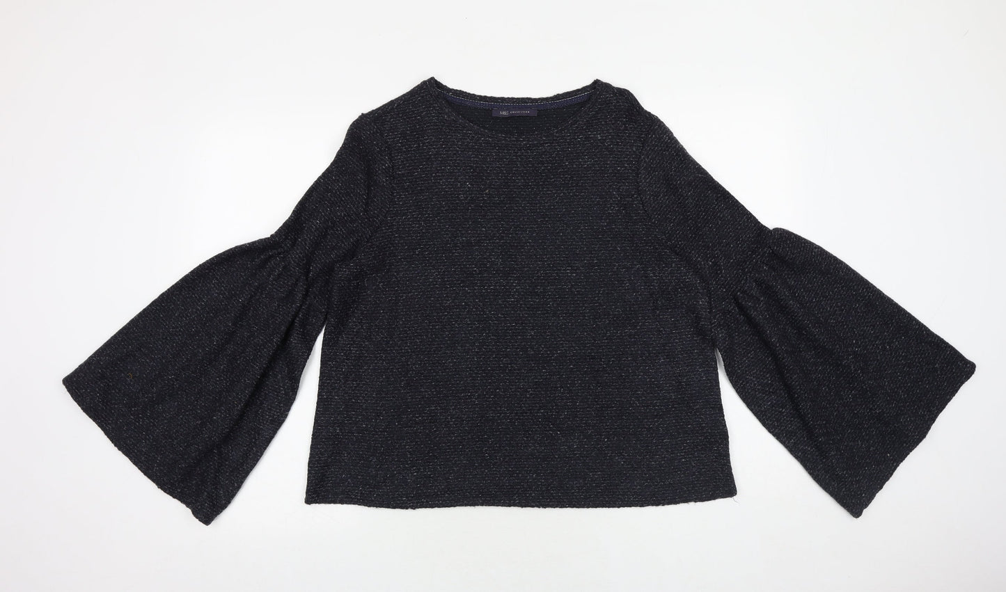 Marks and Spencer Womens Blue Round Neck Polyester Pullover Jumper Size 14