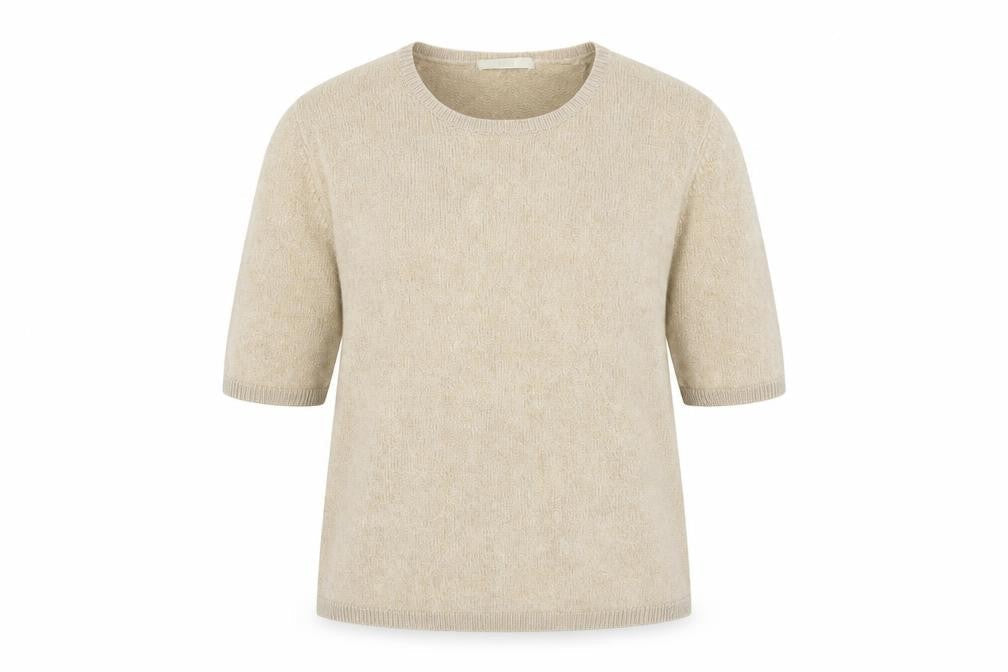 Marks and Spencer Womens Beige Round Neck Viscose Pullover Jumper Size 14