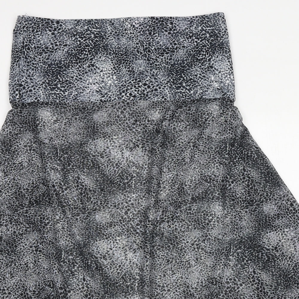 M&Co Womens Grey Geometric Polyester A-Line Size L Off the Shoulder Pullover