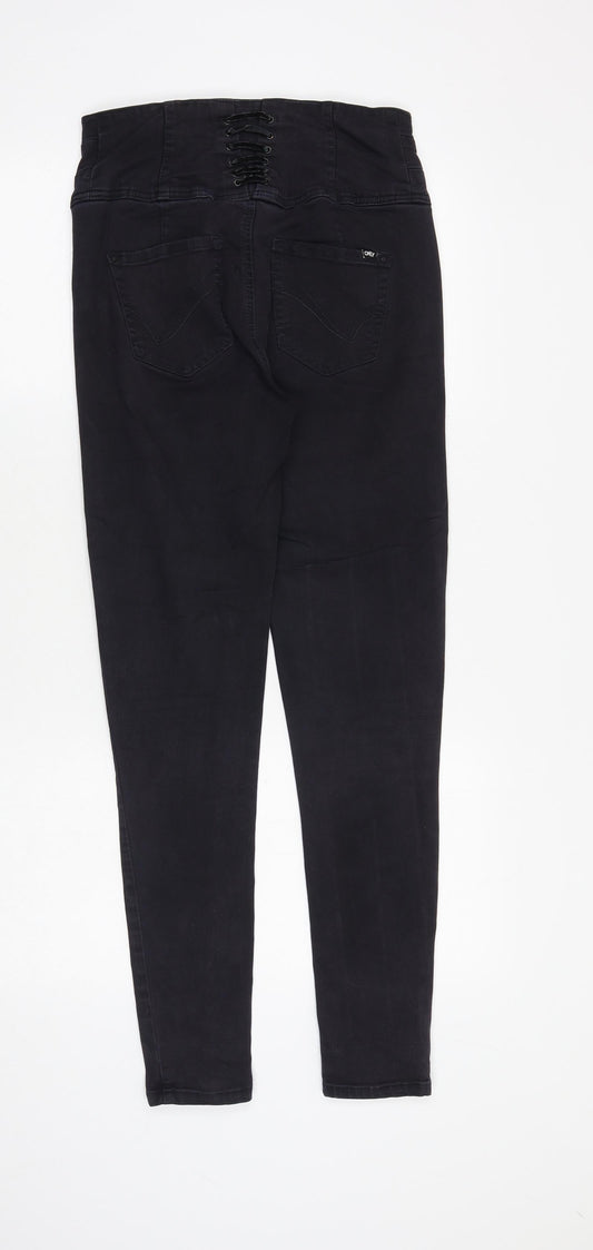 Only Jeans Womens Black Cotton Skinny Jeans Size 28 in Slim Zip