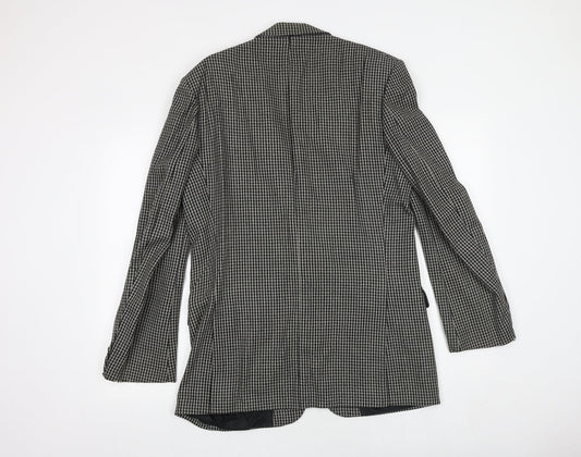 St Michael Mens Black Geometric Wool Jacket Blazer Size 38 Regular