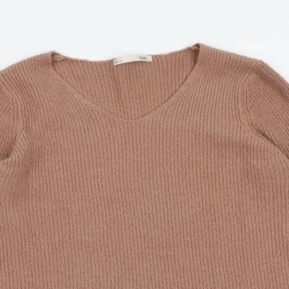 Sfera Womens Pink V-Neck Polyester Pullover Jumper Size L