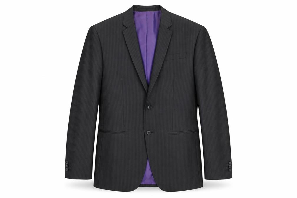 Marks and Spencer Mens Grey Striped Polyester Jacket Suit Jacket Size 38 Regular