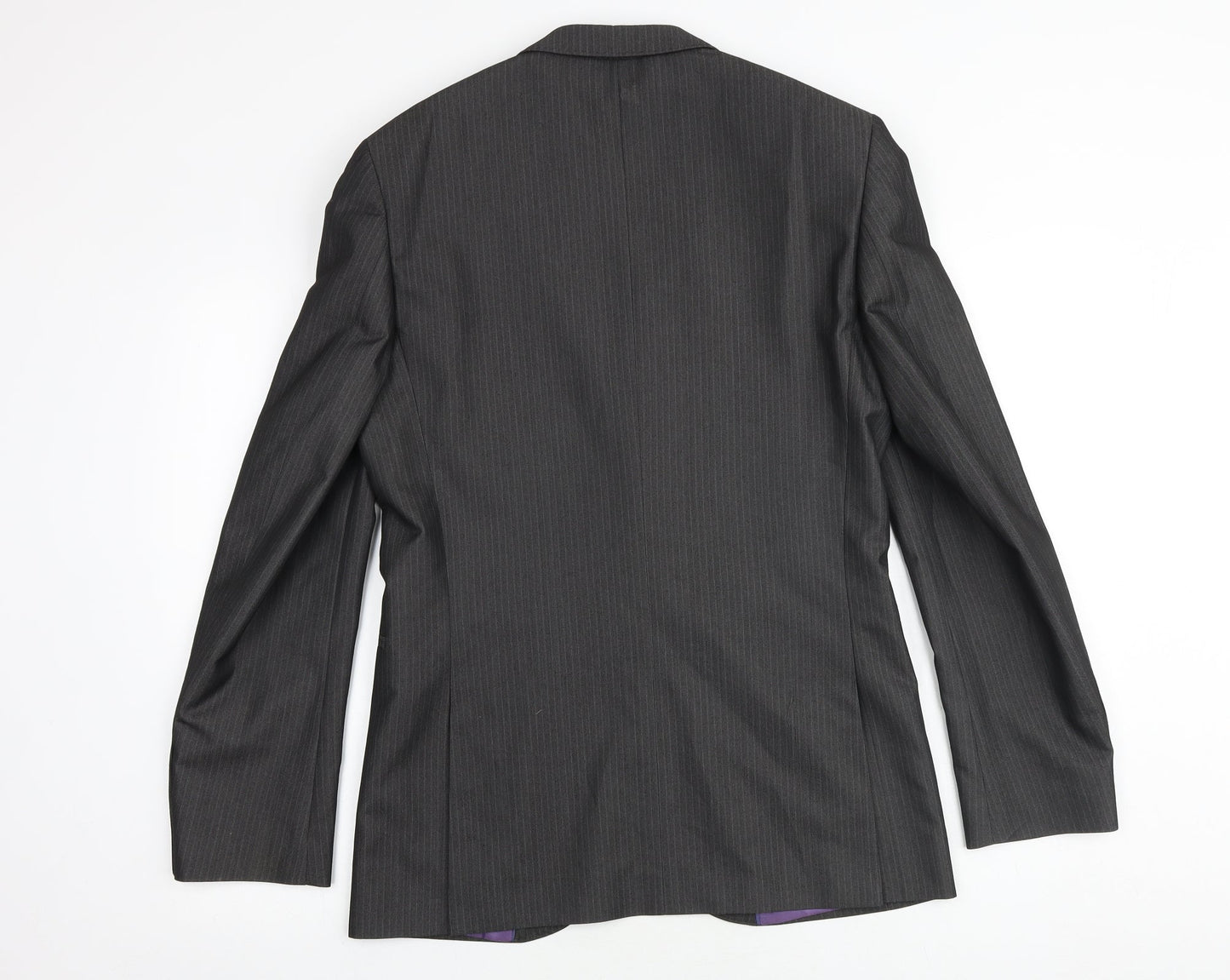 Marks and Spencer Mens Grey Striped Polyester Jacket Suit Jacket Size 38 Regular