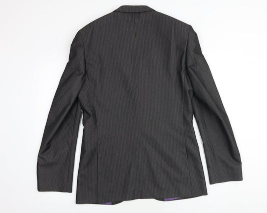 Marks and Spencer Mens Grey Striped Polyester Jacket Suit Jacket Size 38 Regular