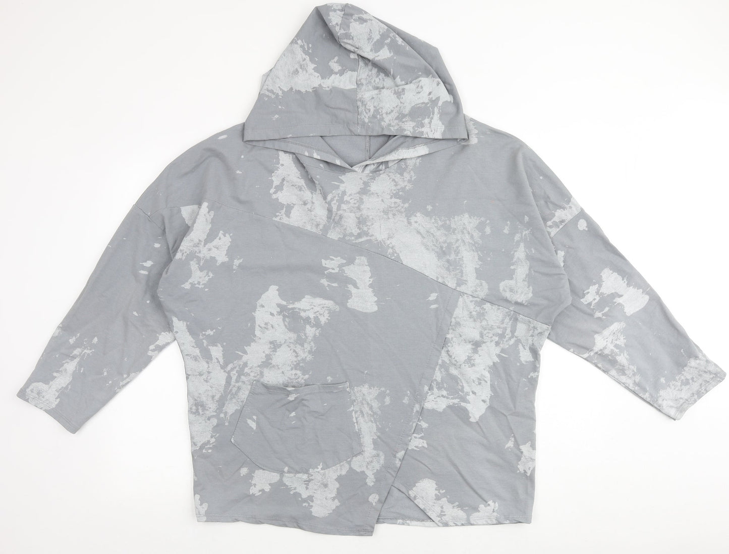Nabella Womens Grey Geometric Polyester Pullover Hoodie Size S Pullover