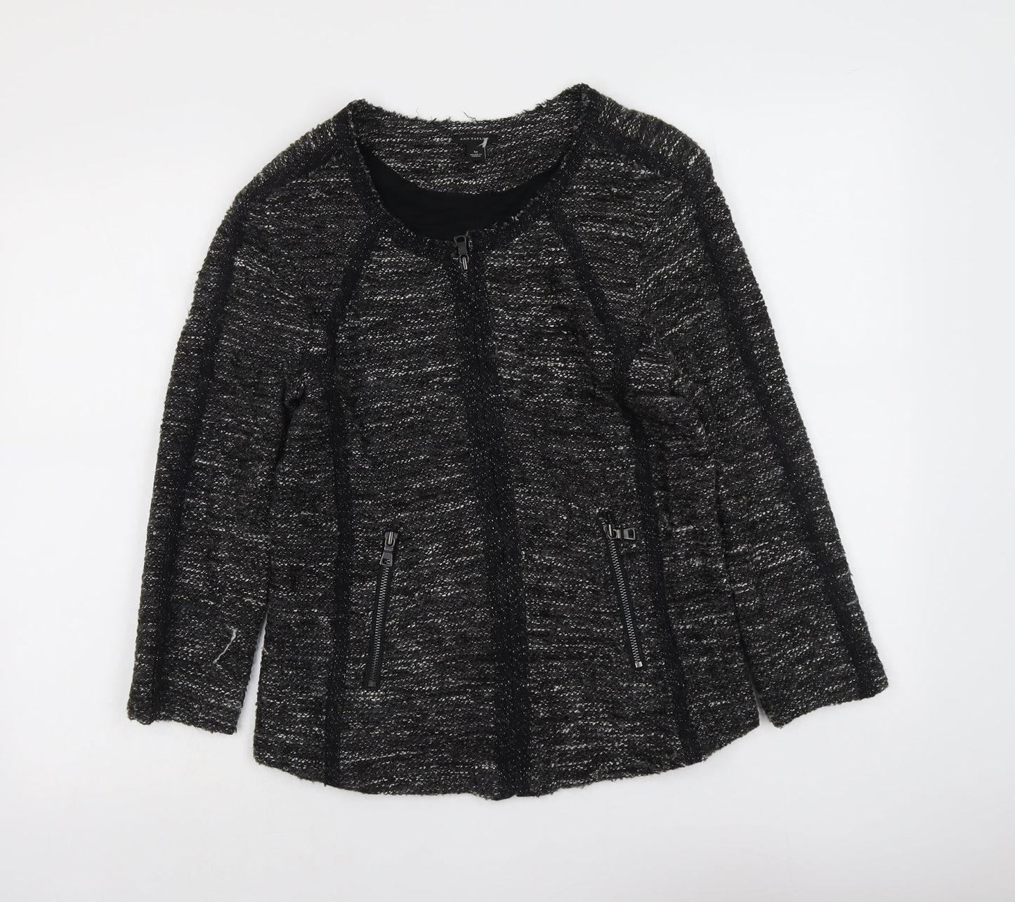 Ann Taylor Womens Grey Geometric Jacket Size M Zip