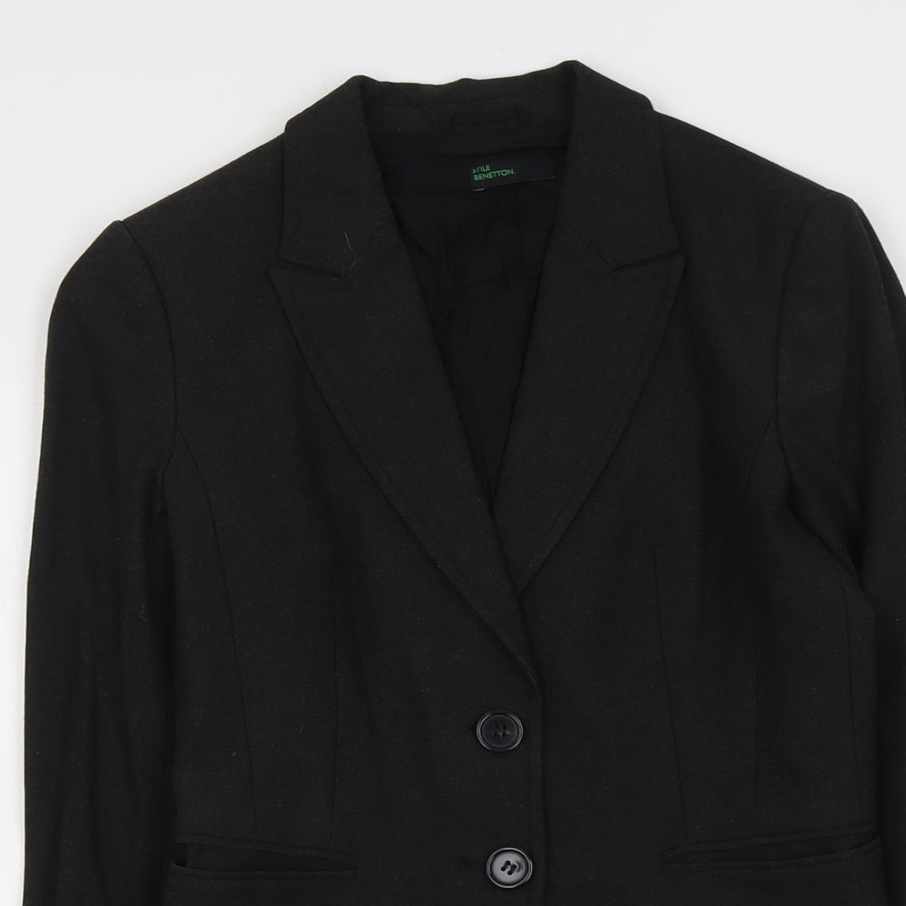 United Colors of Benetton Womens Grey Polyester Jacket Suit Jacket Size 14